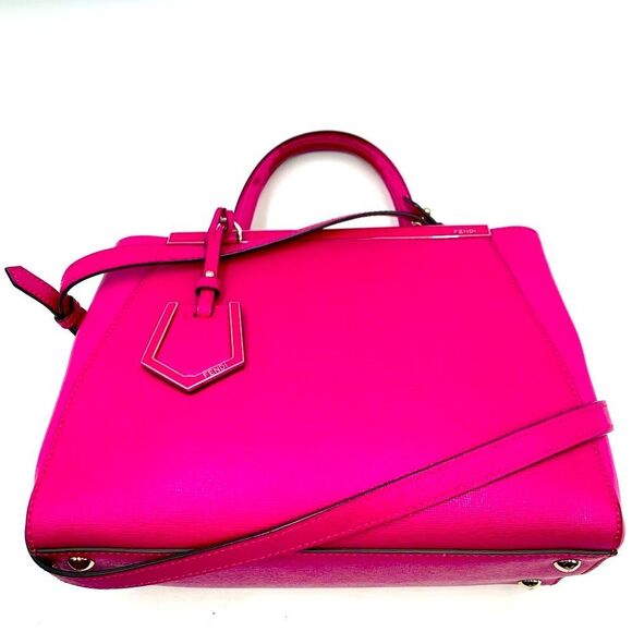 Auth Fendi Fuchsia 2Jours Elite Petit 2way Leather Tote Bag Crossbody Preloved - Picture 11 of 16